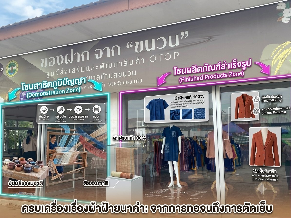 ศูนย์พัฒนาสินค้าOTOPขนวนการตัดเย็บเสื้อสูทผ้าฝ้ายนาคำ